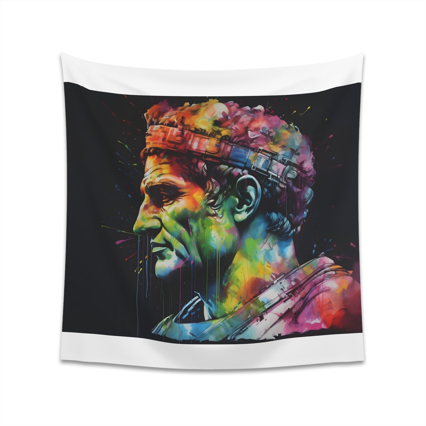 "Unique Neon Emperor Caesar Watercolor Tapestry - High Quality, Stylish Gift, Various Sizes - BenCPrints"