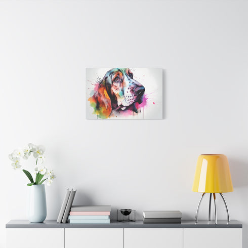 Adorable Basset Hound Puppy Peeking Out — Canvas Wall Art — Kiln-Dried Pine Frame & Ready-to-Hang Back View