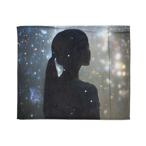 Infinity Mirror Reflecting Shooting Star Plush Fleece Throw Blanket
