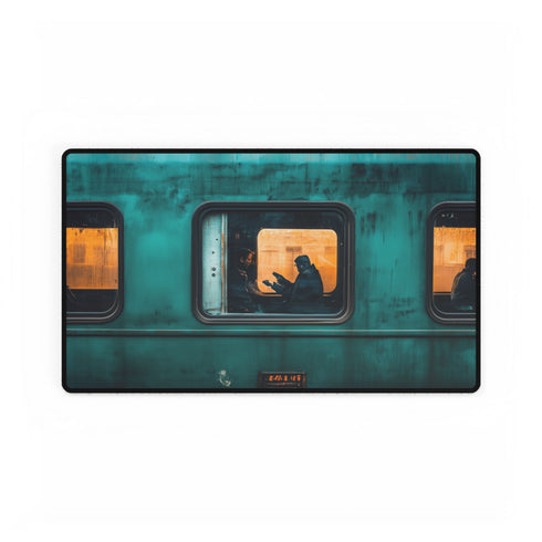 Mystical Train with Portals to Parallel Worlds — XL & XXL Desk Mat — Gaming & Workspace Desk Setup View