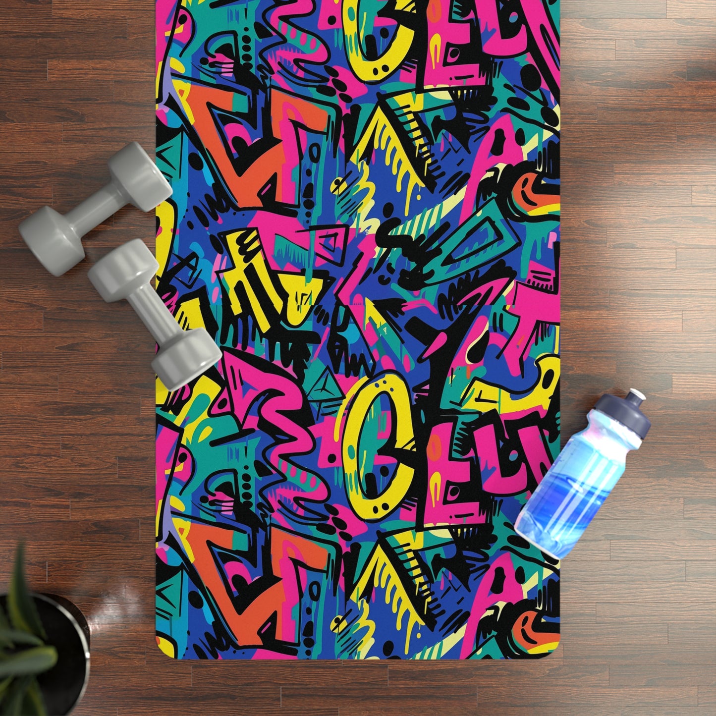 Neon Graffiti Urban Yoga Mat