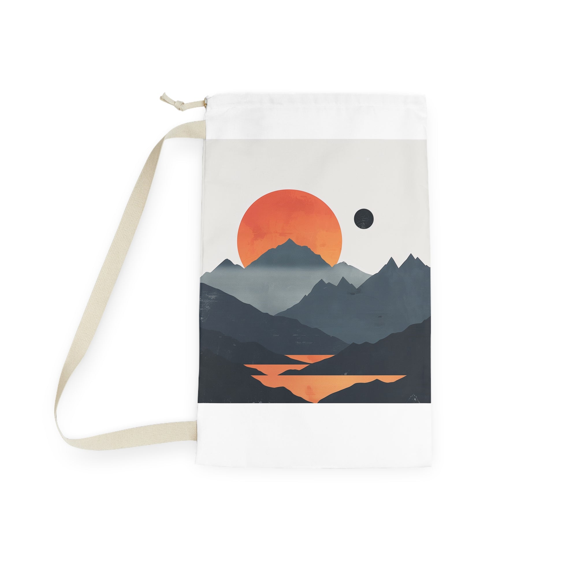 "Mountain Sunrise Laundry Bag for Neat Organization - Serene design for easy transport, ideal for any space"