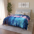 Digital Waterfall Cascading Across Skyline — Plush Fleece Throw Blanket — Product Detail View 12