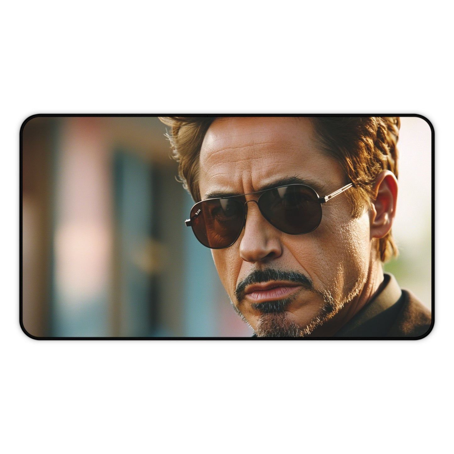 RDJ Sunglasses Desk Mat - Sleek and stylish desk accessory inspired by Tony Stark's iconic sunglasses. Perfect for elevating your workspace aesthetics.