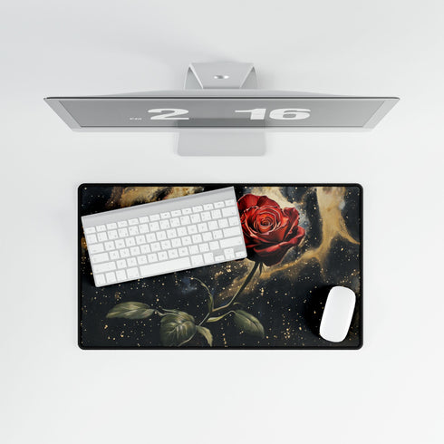 Blossoming Rose in Zero Gravity — XL & XXL Desk Mat — Product Detail View 8