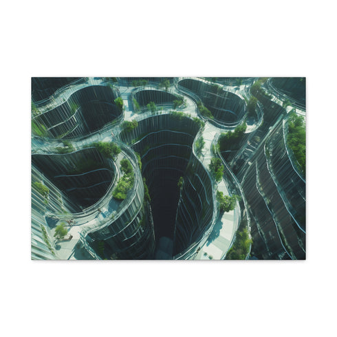 Glass Maze Growing Through Skyscrapers (Edition II) — Canvas Wall Art — Front Gallery-Wrapped Canvas View