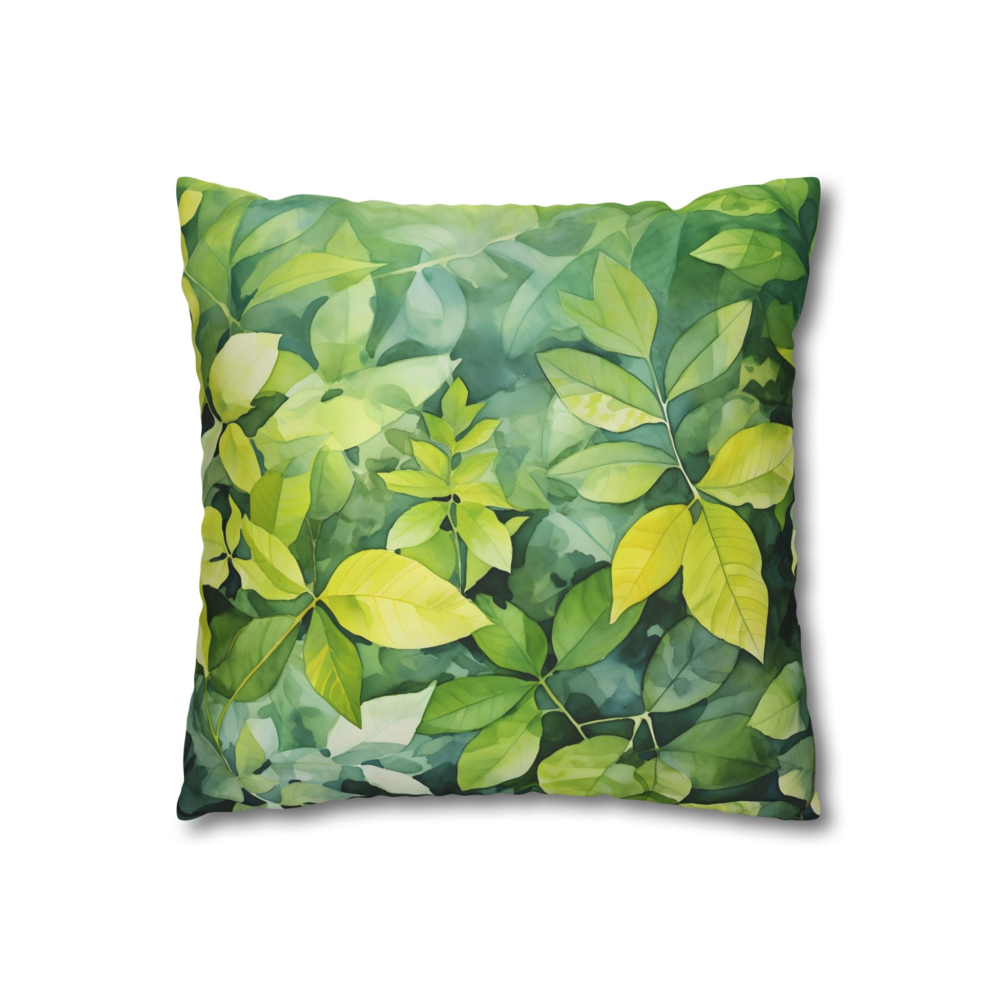 Watercolor Summer Foliage Pillowcase - Serene design for all seasons