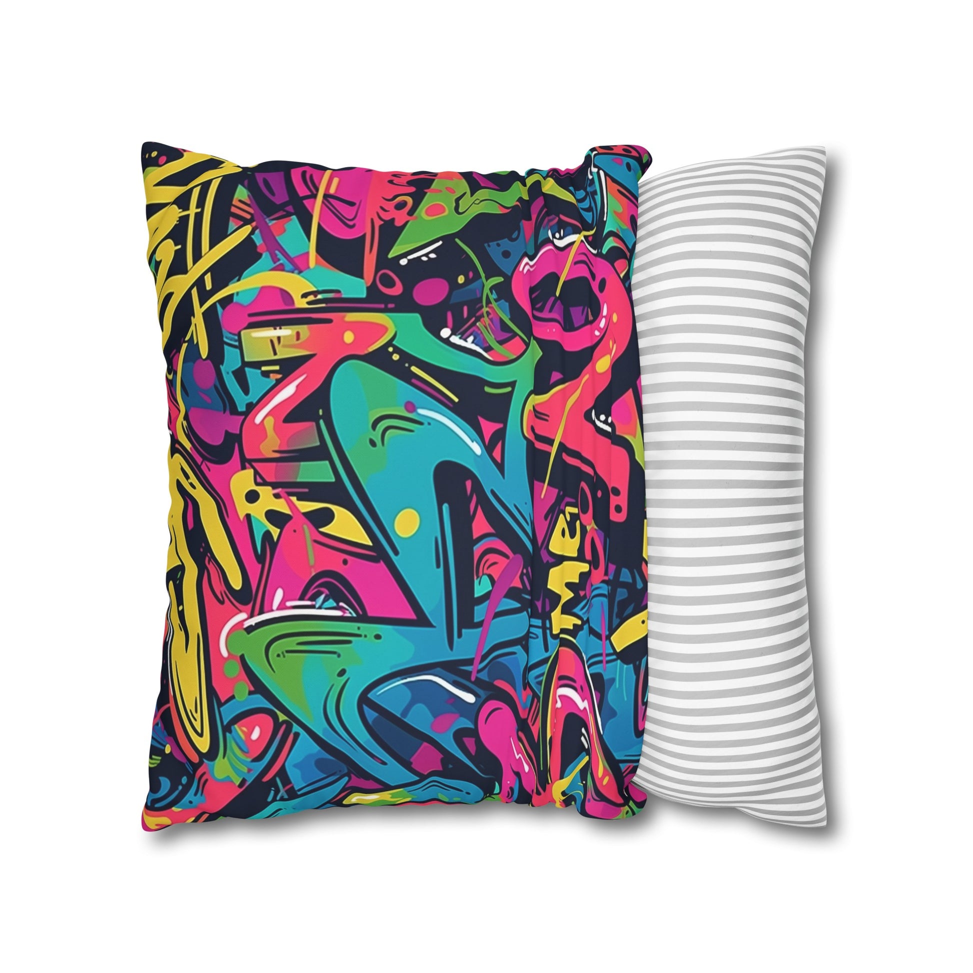 "Neon Urban Graffiti Pillowcase - Vibrant neon colors for an edgy urban cool vibe in your bedroom"