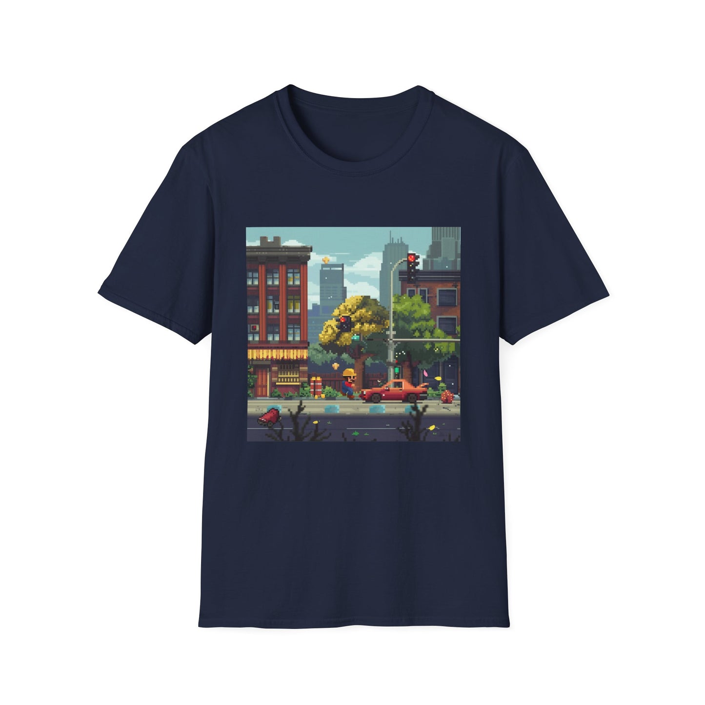 Alt text: "8-bit Blast Classic Arcade Throwback T-Shirt featuring iconic pixelated graphics and bold colors, perfect for nostalgic gamers"