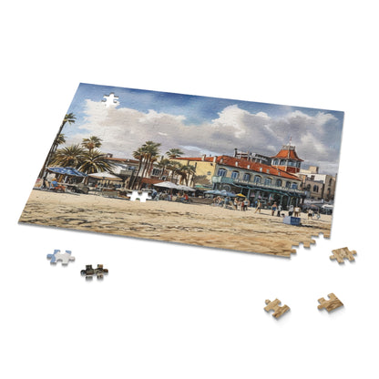 "Colorful Venice Beach jigsaw puzzle with vibrant scene of beachfront and palm trees"