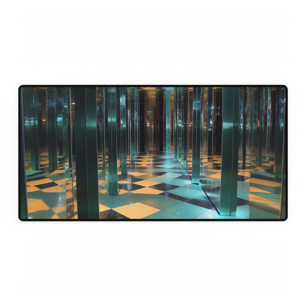 Mirror Maze Reflecting Other Dimensions — XL & XXL Desk Mat — Full Top-Down Artwork View