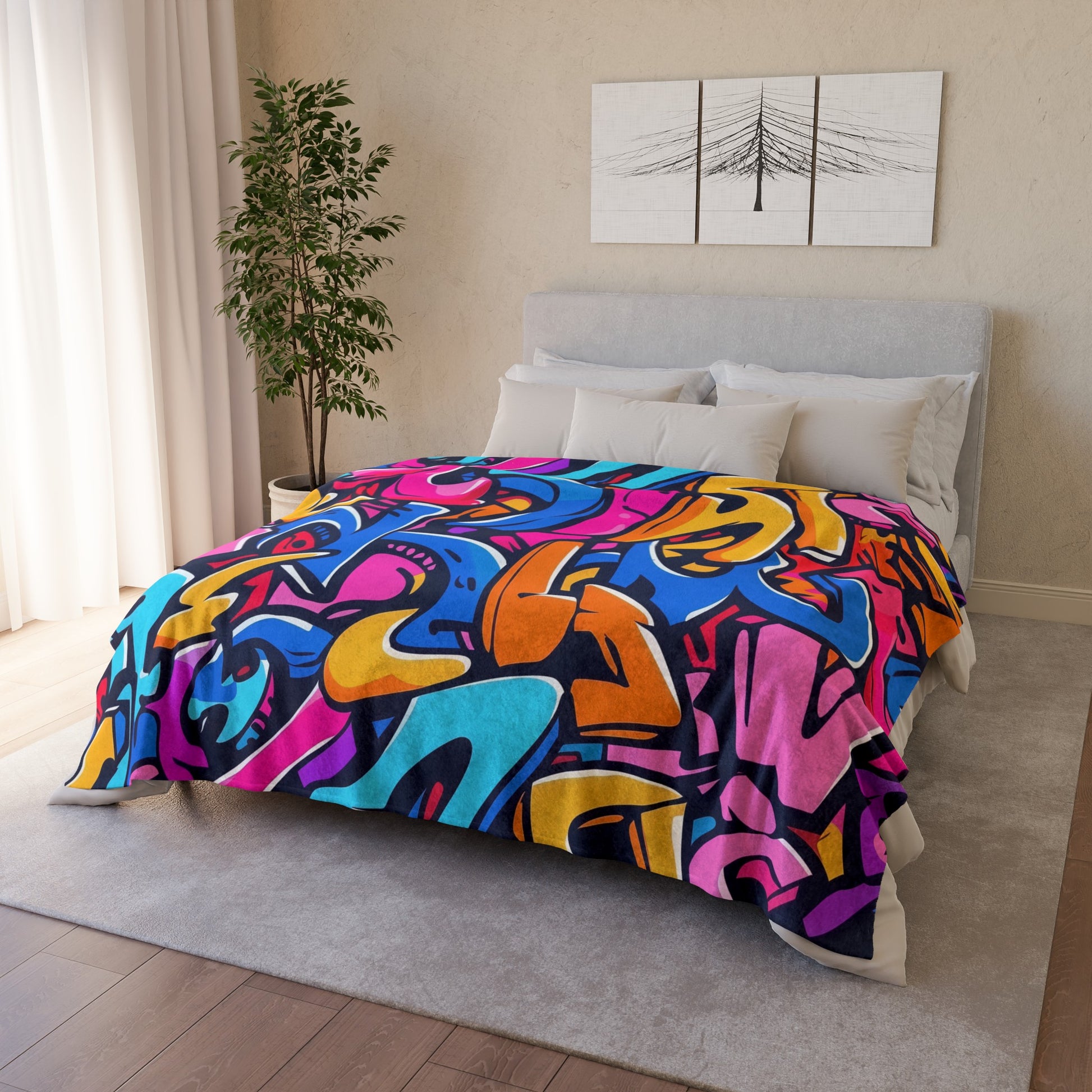 Add a pop of color to your space with the Neon Genesis  RGB Blanket