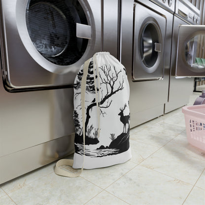 "Nature-inspired Wildlife Silhouette Laundry Bag for stylish laundry routine"