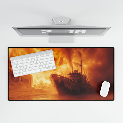 Frozen Ship Adrift in Firestorm — XL & XXL Desk Mat — Product Detail View 5