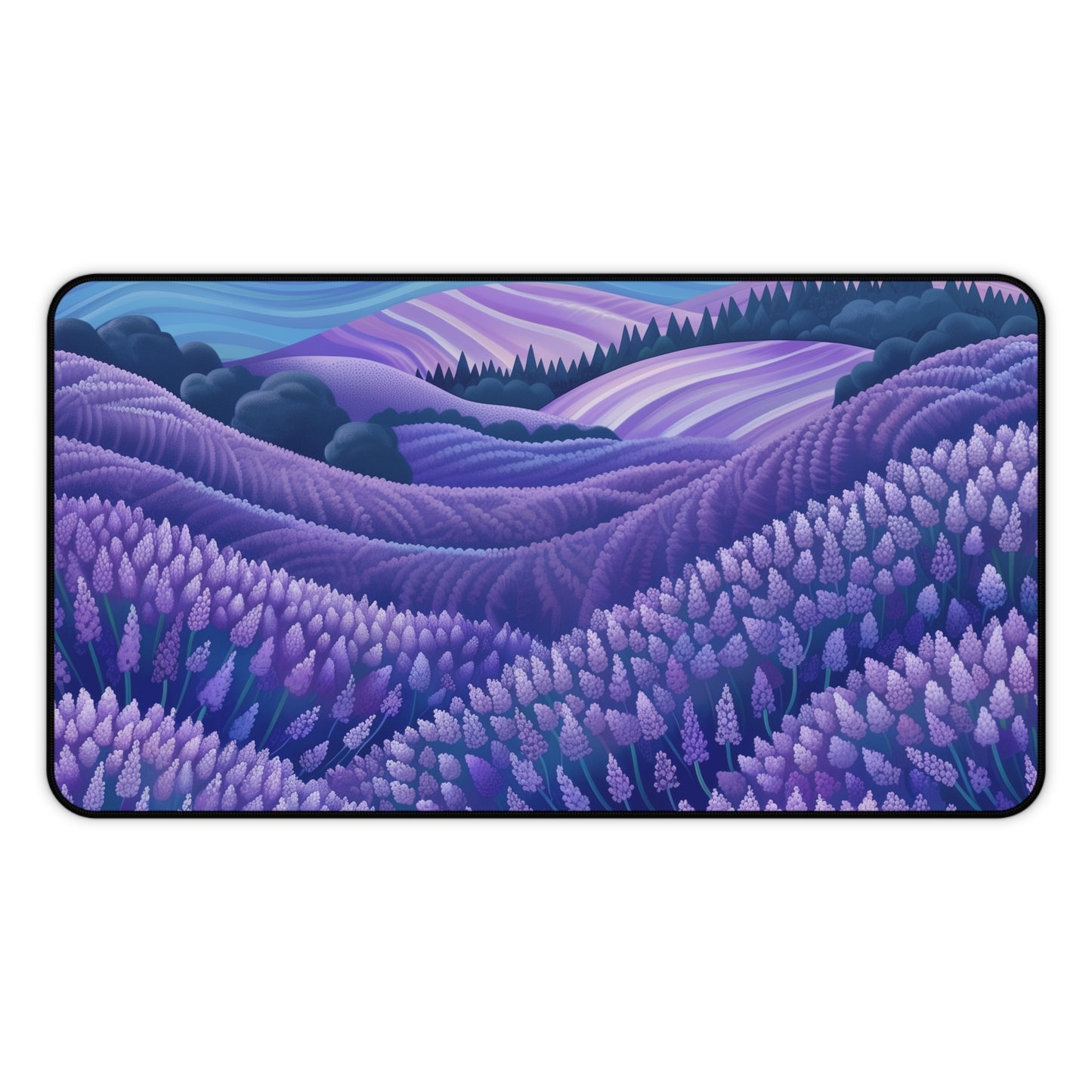 "Transform your workspace with Lavender Fields Desk Mat, featuring delicate flowers for a tranquil and beautiful desk environment."