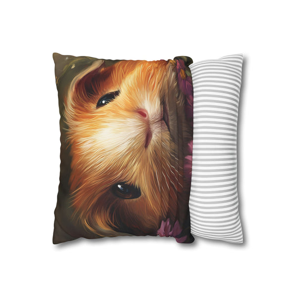 Adorable American Guinea Pig Watercolor — 40×40 Cushion Cover — Sofa & Living Room Lifestyle View