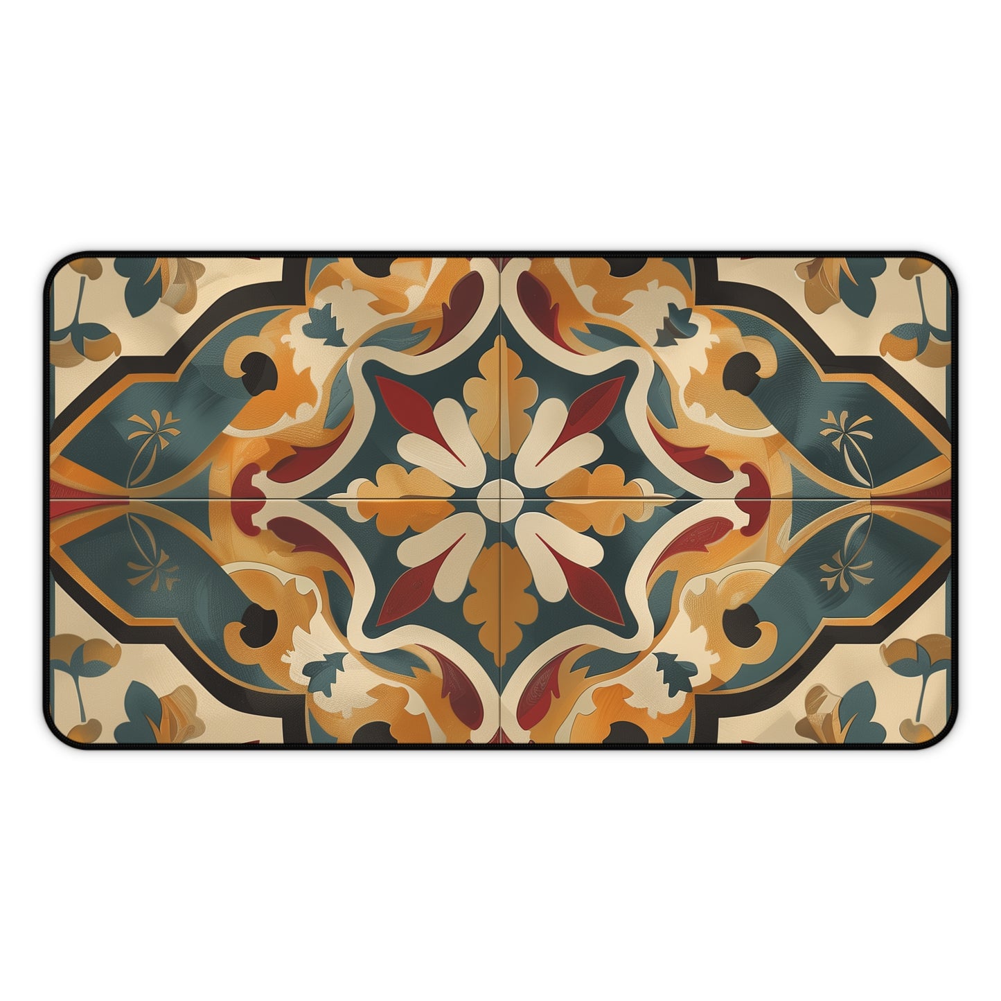 "Artisan Tiles Desk Mat - Stylish desk accessory with traditional artisan tile design for elegant workspace decor"