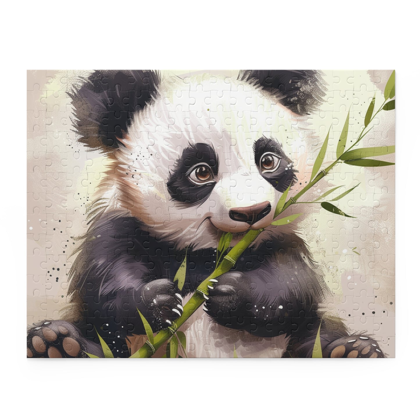 Panda Feast Jigsaw Puzzle - Adorable panda enjoying bamboo in heartwarming scene, perfect for animal lovers of all ages.