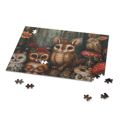 "Wildlife Woodland Jigsaw Puzzle - Charming forest animals illustration, perfect for nature fans of all ages"