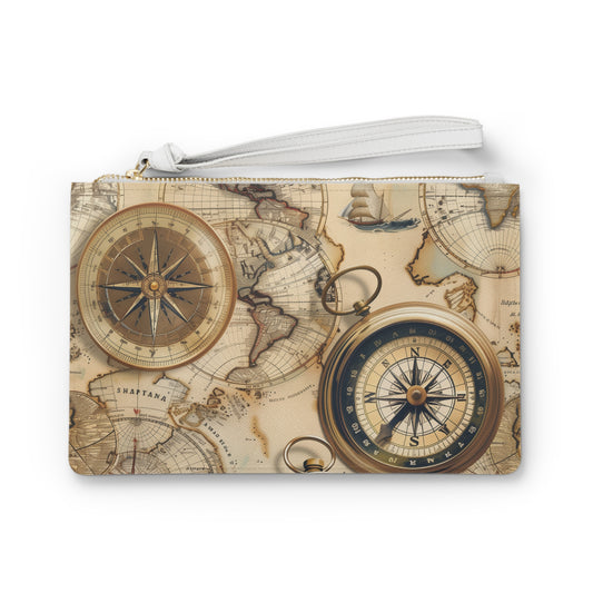 Wanderlust Vintage Maps Clutch | Clutch Bags | Accessories, All Over Print, AOP, Assembled in the USA, Assembled in USA, Bags, Made in the USA, Made in USA, Vegan | Prints with Passion