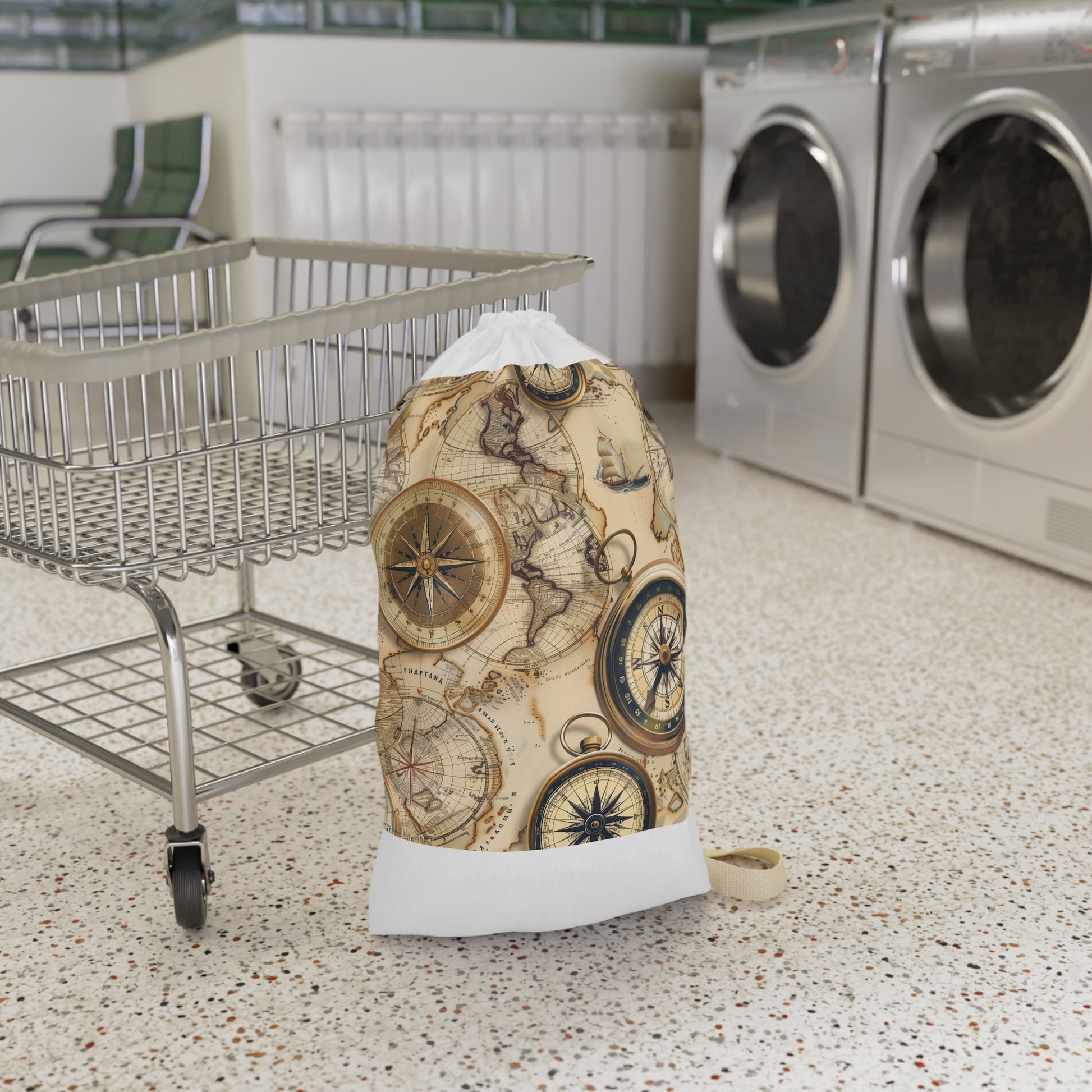 Vintage Maps Laundry Bag - Stylish and functional laundry storage with intricate map pattern