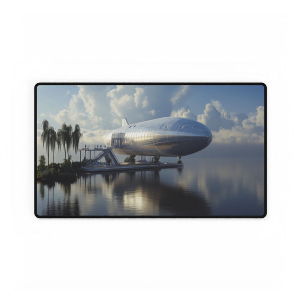 Airship Docked at a Sky Island — XL & XXL Desk Mat — Gaming & Workspace Desk Setup View