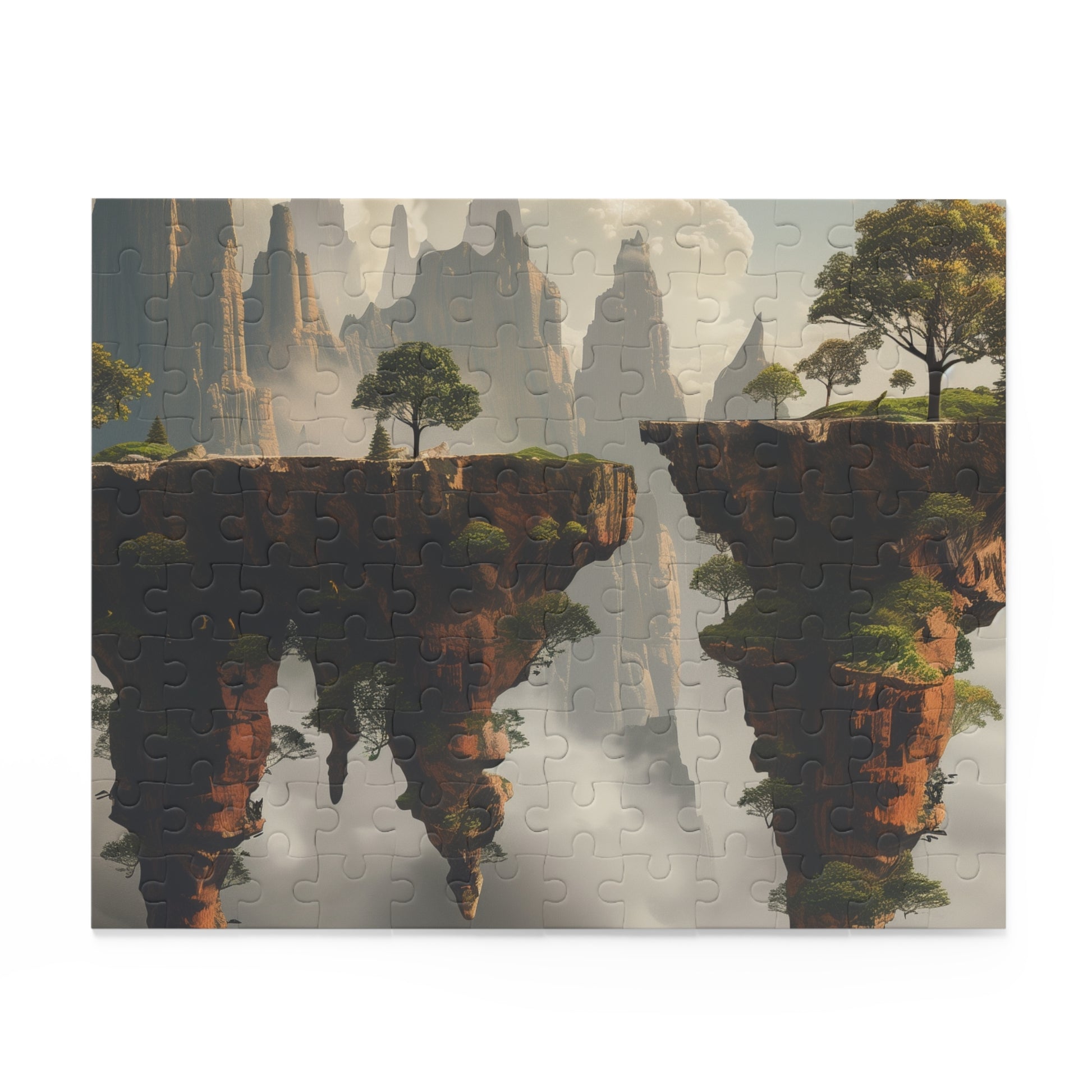 Surreal Island Landscape Jigsaw Puzzle - Enchanting floating islands and vibrant colors. Medieval surrealism.