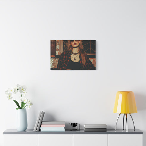 90s Retro Grunge Abstract Texture — Canvas Wall Art — Kiln-Dried Pine Frame & Ready-to-Hang Back View