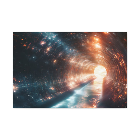 Tunnel of Light Through Dark Matter — Canvas Wall Art — Living Room Wall Lifestyle View