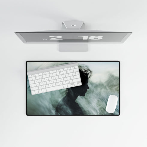 Abstract Waves Forming Human Silhouette — XL & XXL Desk Mat — Product Detail View 8