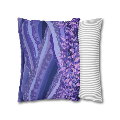 "Serene Lavender Fields Pillow Case - Dreamy floral pattern for bedroom decor"