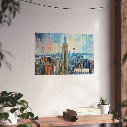 this poster makes a great gift for anyone who dreams of the Big Apple. Transport yourself to the heart of Manhattan with this elegant piece of art. Check out our shop for more amazing designs. Thank you for visiting our store!

Elevate your space with our New York City Pass: Empire in Watercolors poster