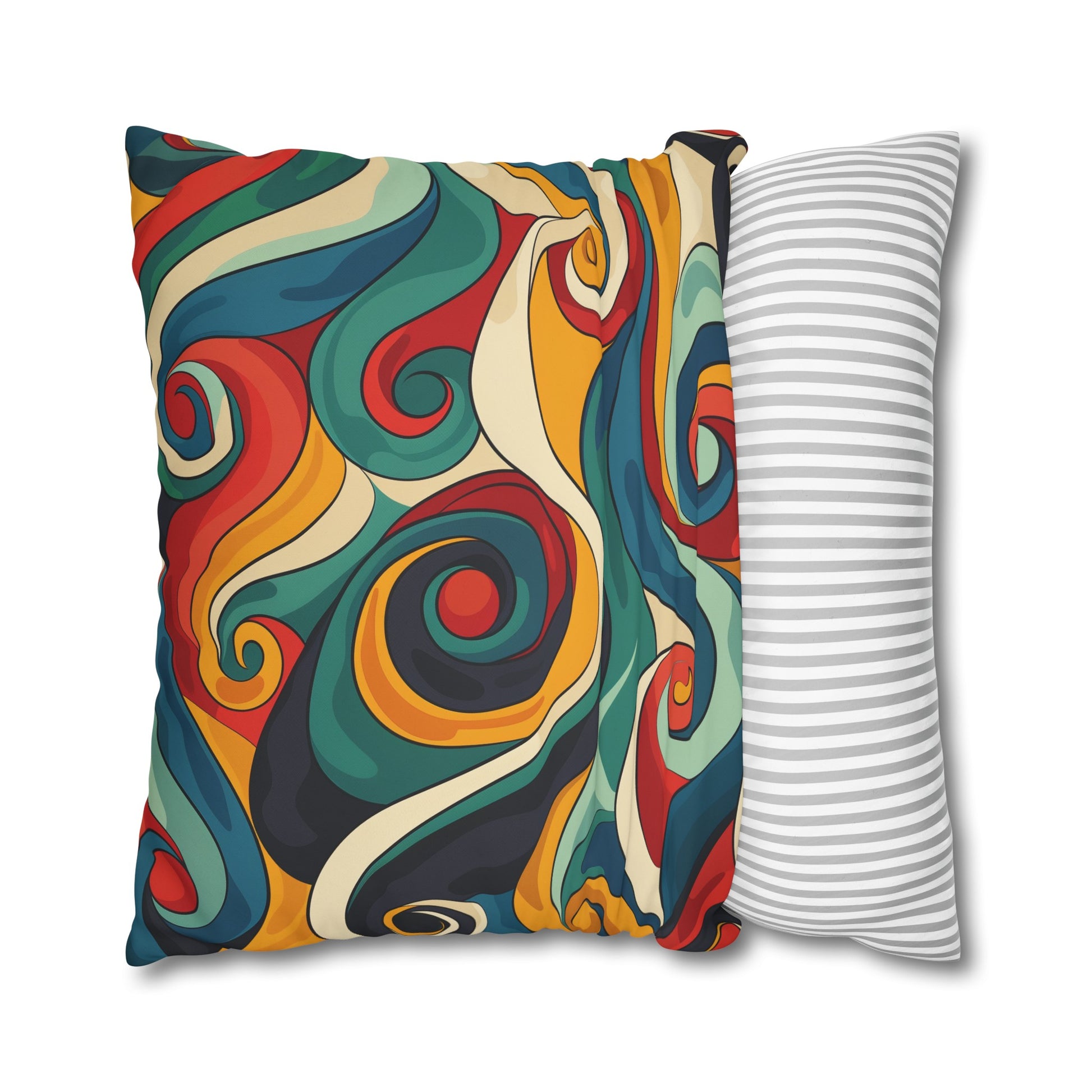 "Transform your bedroom with our Vintage Vibes Pillowcase featuring seamless retro waves in vibrant colors"