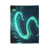Aurora in Shape of Serpent Above Forest — Plush Fleece Throw Blanket — Folded Plush Blanket Detail