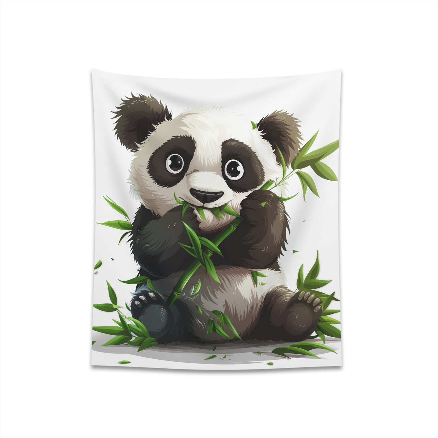 Bamboo Bliss: A Panda Tapestry - Whimsical home decor featuring a cuddly panda munching on bamboo. Perfect gift for all seasons.