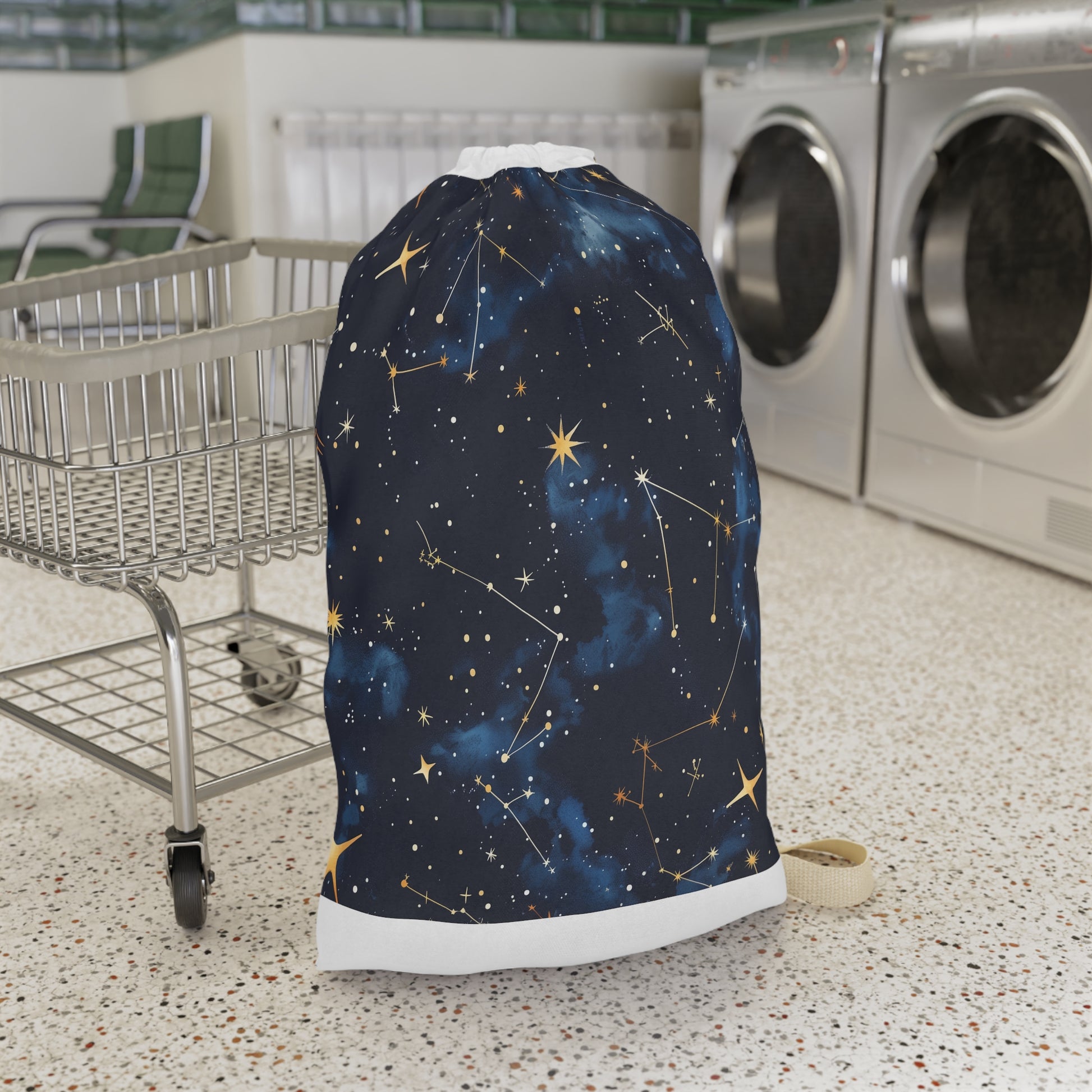 "Starry Night Laundry Bag with Constellation Stars - Transport Your Laundry in Style"