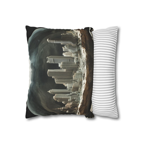 Ghost City Trapped in Glass Orb Double-Sided Square Cushion Cover