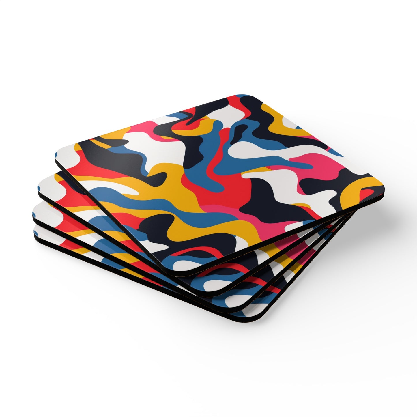 Vibrant Abstract Corkwood Coaster Set