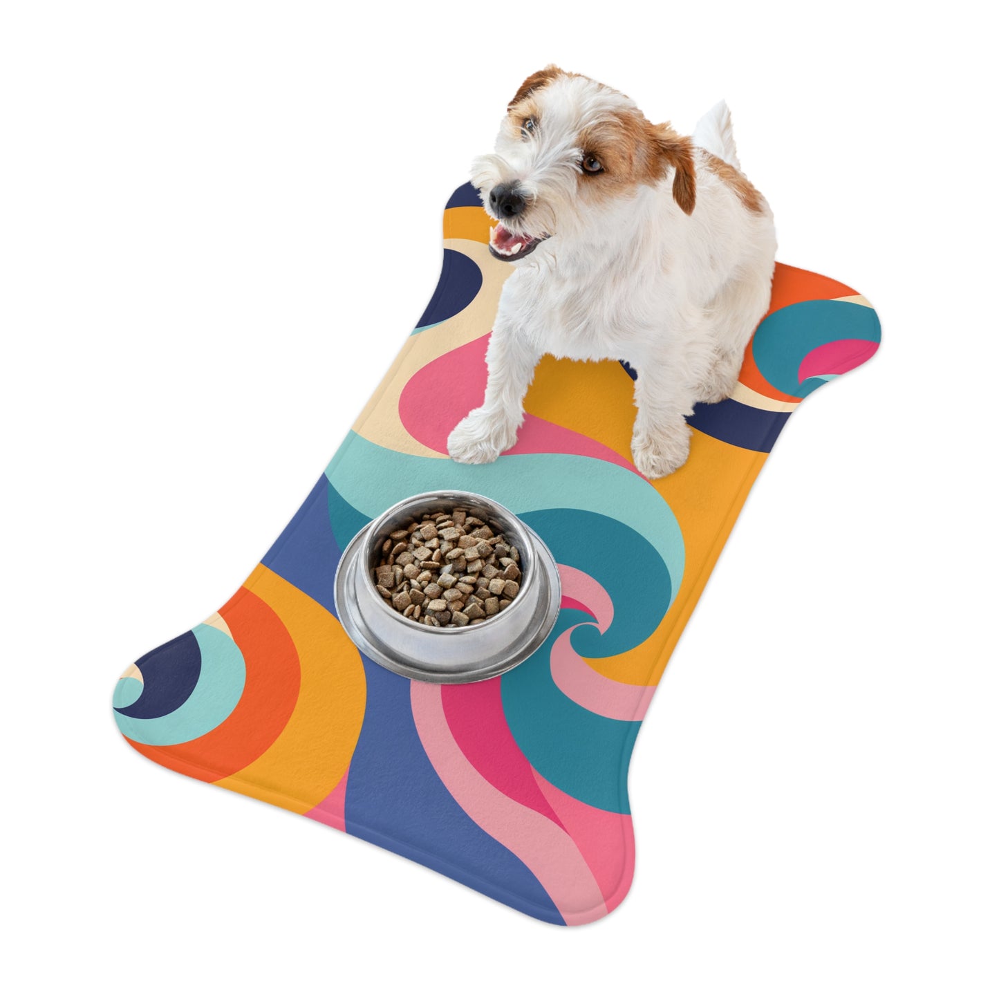 Retro Waves Pet Feeding Mat: Vibrant & Seamless