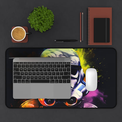 Neon Storm Trooper Desk Mat - Intergalactic style for Star Wars fans, vibrant watercolor design