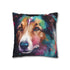 Adorable Border Collie Peeking Out — 40×40 Cushion Cover — Double-Sided Back & Concealed Zip Detail