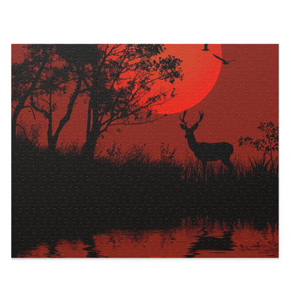 Stunning silhouette deer nature wildlife jigsaw puzzle for relaxation and stress relief