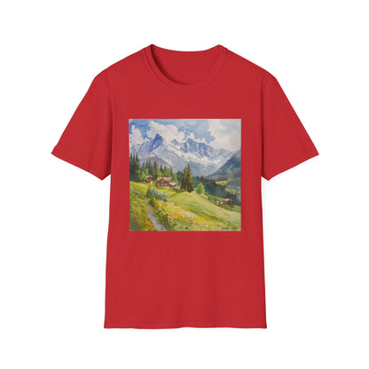 ## Alpine Serenity in Watercolor: The Swiss Alps T-shirt