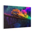 Ghostly Train Crossing Rainbow Bridge — Canvas Wall Art — Side Profile & Stretched Corner Detail