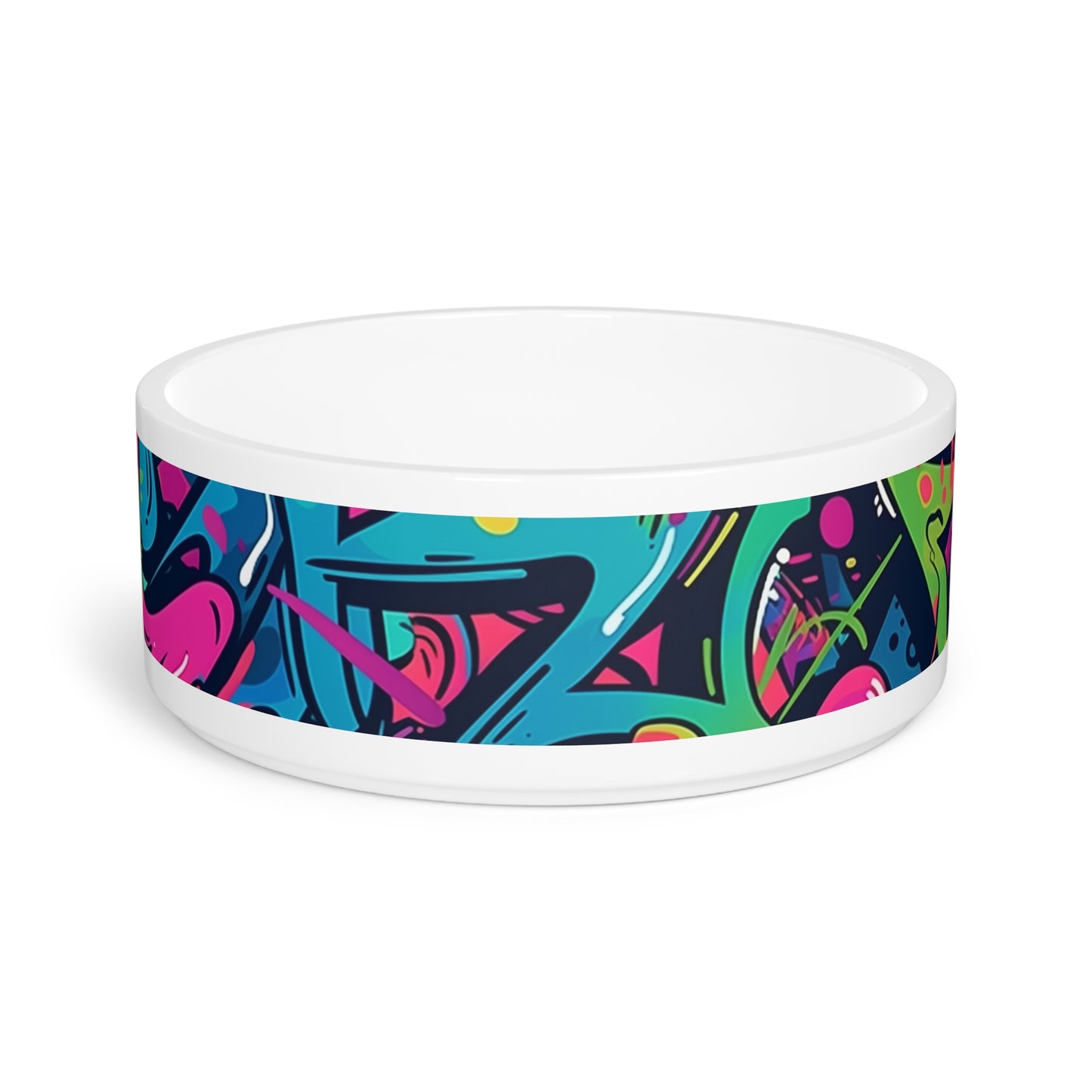 Neon Urban Graffiti Pet Bowl