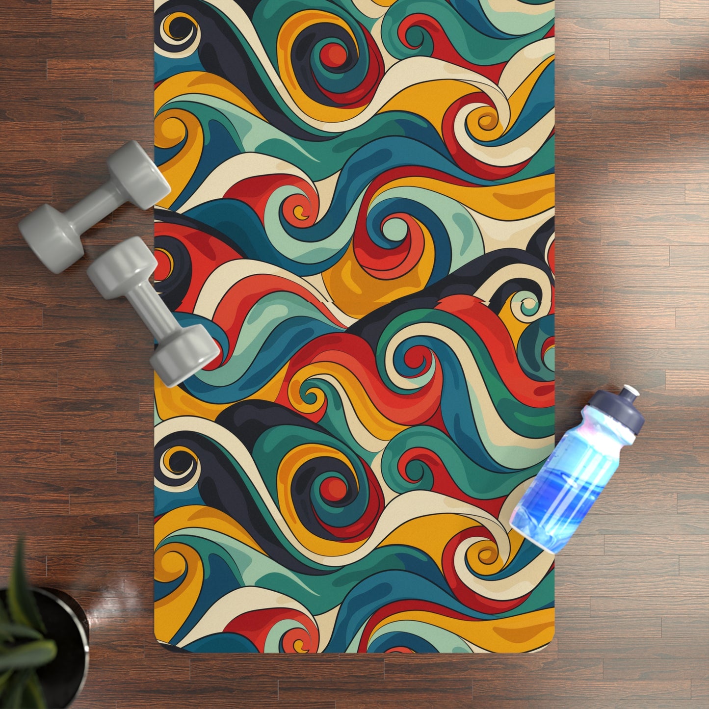 Retro Waves Yoga Mat: Vibrant, Seamless, Stylish