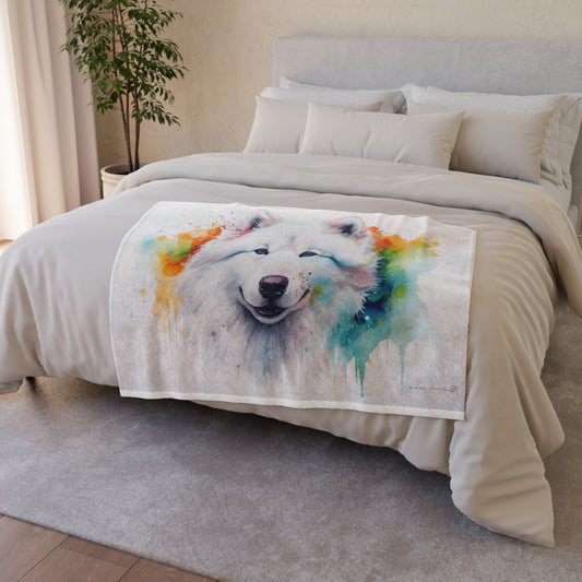 Bring the fluffy charm of a Samoyed puppy into your home with our Snowy Snuggles Blanket. Experience the joy of brushing a Samoyed as you cuddle up with this irresistibly soft and cozy blanket. Perfect for cold nights and rainy days