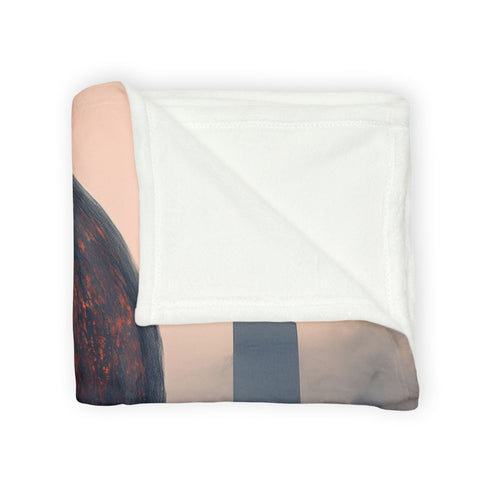 Lava Sphere Orbiting Frozen City Plush Fleece Throw Blanket