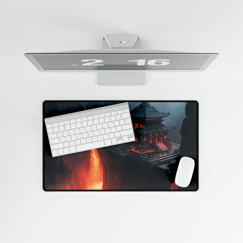Levitating Temple Above Lava River — XL & XXL Desk Mat — Product Detail View 8