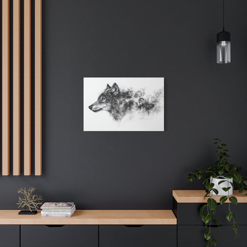 Ink Wolf Morphing into Smoke — Canvas Wall Art — Product Detail View 8